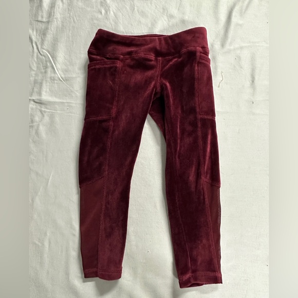Jill Yoga - Cozy Kids Velvet/Velour Leggings in Rich Burgundy - Picture 1 of 4